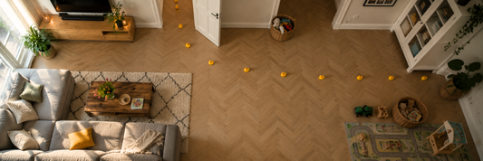 Speurtocht thuis maken met een spoor van mini-eendjes door het huis, The Lovely Club
